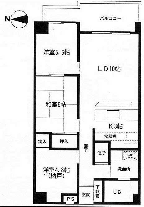 川崎市高津区末長のマンションの間取り