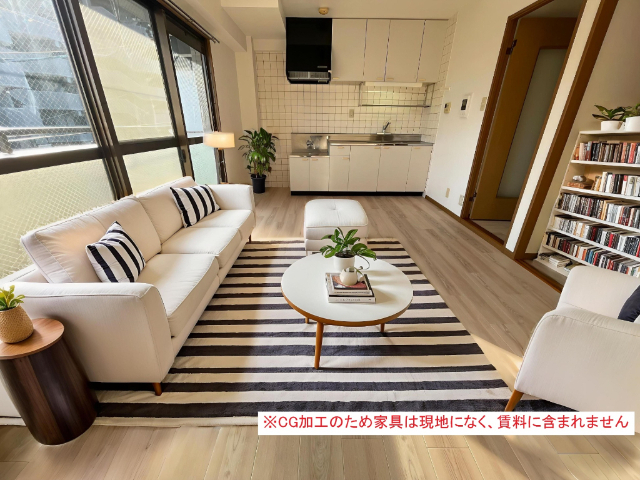 居室・リビング　ＣＧ加工のため家具は現地になく、賃料に含まれません