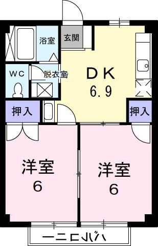 常陸太田市山下町のアパートの間取り