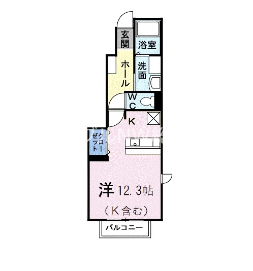 倉敷市中畝のアパートの間取り