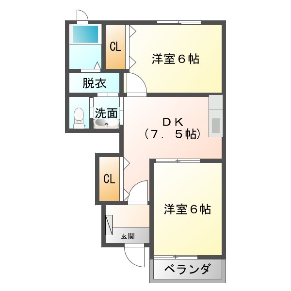 熊本市西区池上町のアパートの間取り