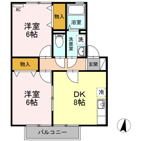 福山市新市町大字宮内のアパートの間取り