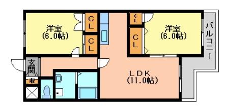 【大阪市平野区瓜破のマンションの間取り】