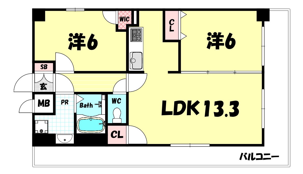 【神戸市中央区日暮通のマンションの間取り】