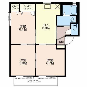 シャンテ西焼津Ａの間取り