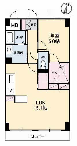 福山市南蔵王町のアパートの間取り