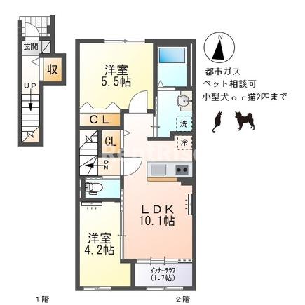 今伊勢町馬寄新築アパートの間取り