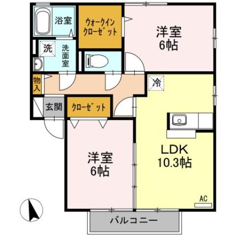 福山市御幸町大字森脇のアパートの間取り