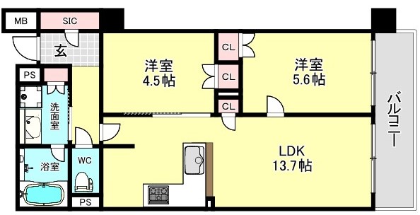 プレミストタワー靭本町の間取り