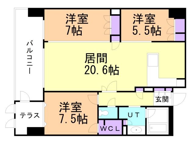 【北広島市共栄のマンションの間取り】