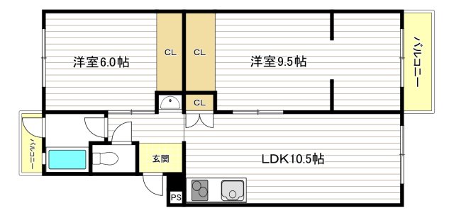 大阪市港区築港のマンションの間取り