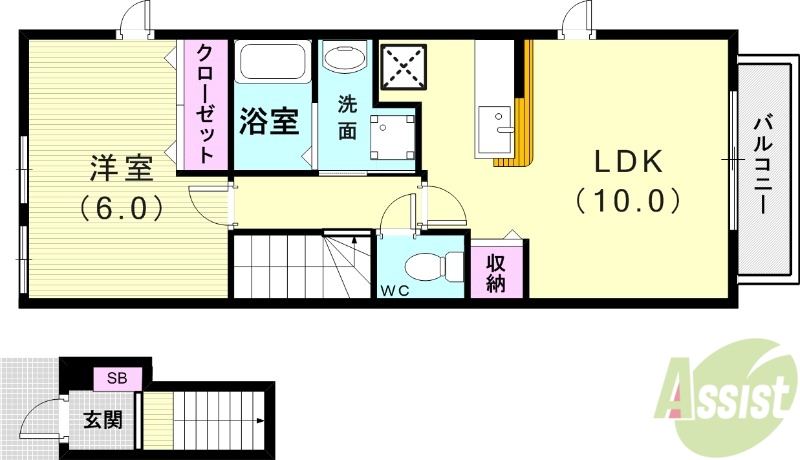 神戸市西区森友のアパートの間取り