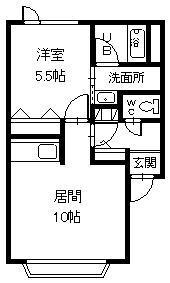 旭川市豊岡十四条のアパートの間取り