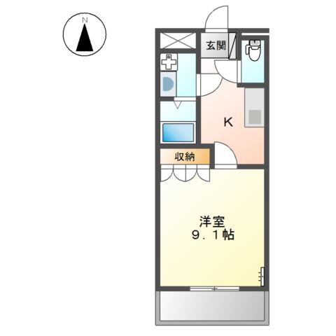 姫路市飾磨区上野田のアパートの間取り