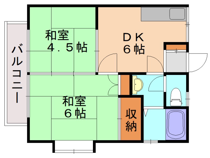 福岡市東区高美台のアパートの間取り