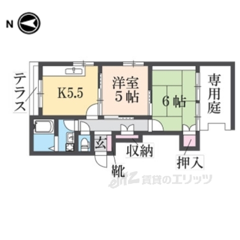 京都市左京区北白川西瀬ノ内町のマンションの間取り