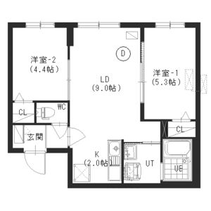 札幌市白石区菊水五条のマンションの間取り