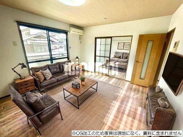 居室・リビング　ＣＧ加工の為家具家電は現地になく、賃料に含まれません。