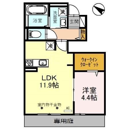 加古川市尾上町口里のアパートの間取り