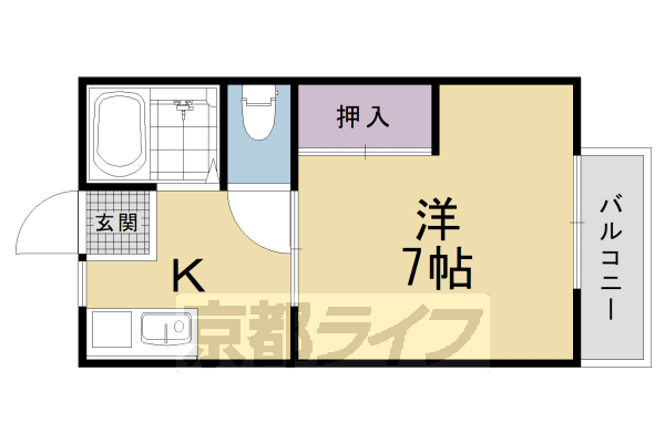 京都市右京区太秦森ケ東町のアパートの間取り