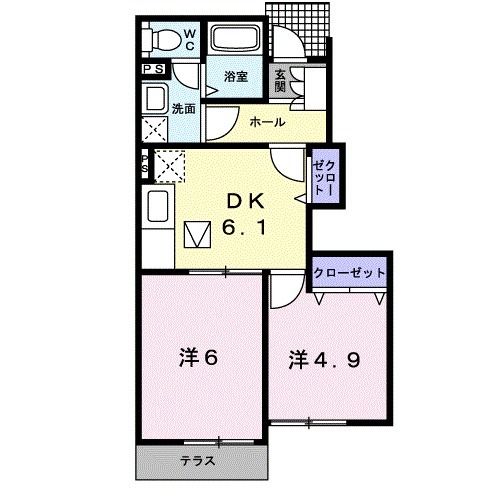 柴田郡柴田町東船迫のアパートの間取り