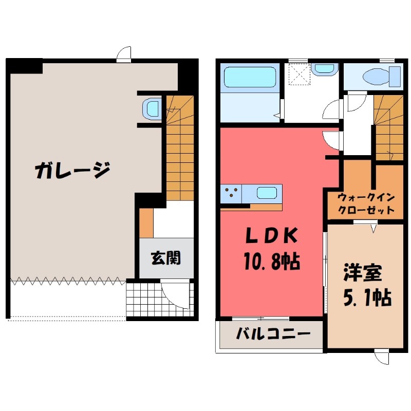 宇都宮市末広のアパートの間取り