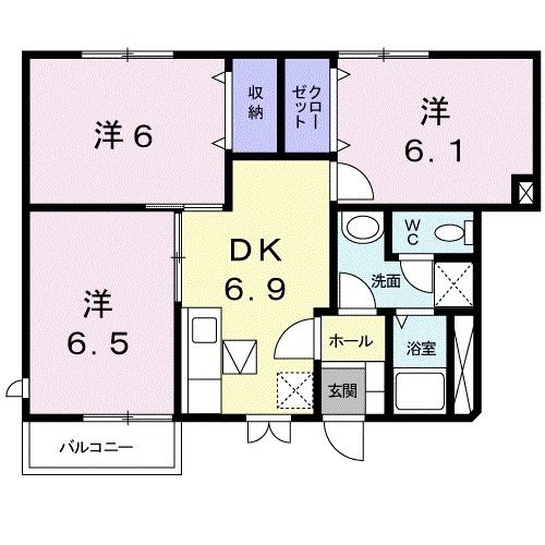 御坊市湯川町小松原のアパートの間取り