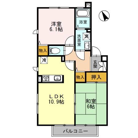 姫路市飾東町佐良和のアパートの間取り