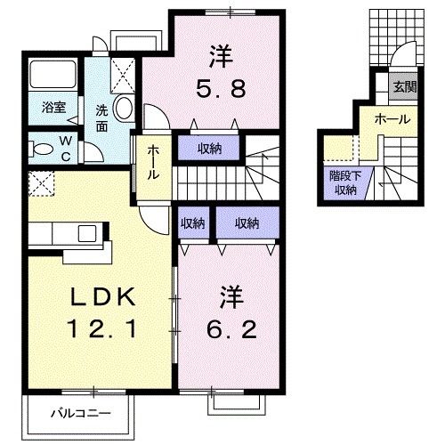 【岡山市東区西大寺浜のアパートの間取り】