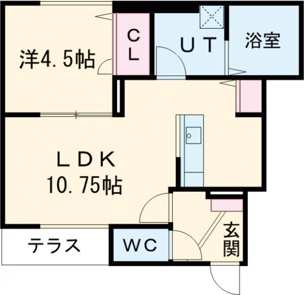 京都市右京区太秦辻ケ本町のアパートの間取り