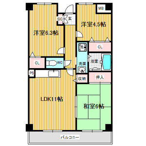 堺市堺区向陵中町のマンションの間取り