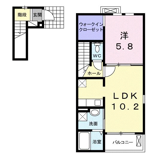 四国中央市妻鳥町のアパートの間取り