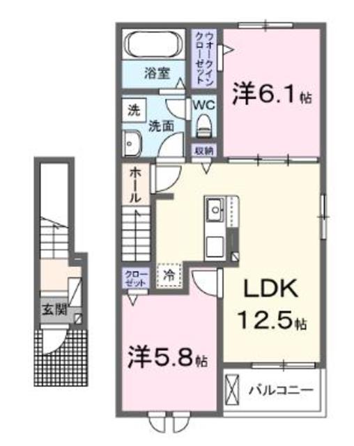 愛甲郡愛川町角田のアパートの間取り