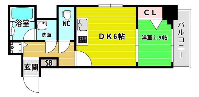 大阪市西区西本町のマンションの間取り