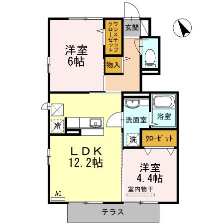 日置市伊集院町下谷口のアパートの間取り