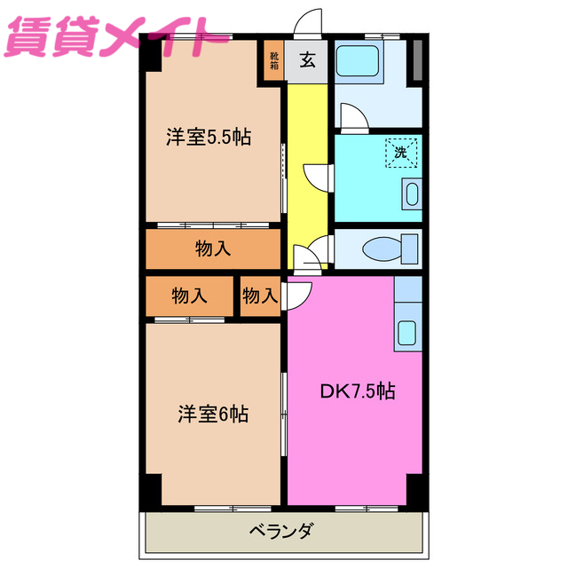 四日市市富田浜町のマンションの間取り