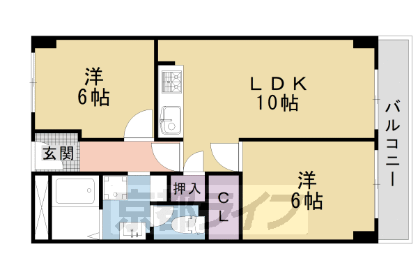 京都市南区唐橋琵琶町のマンションの間取り