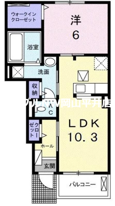 備前市伊部のアパートの間取り