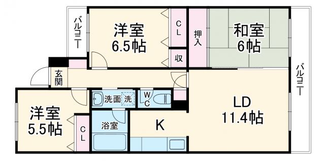 ベルヴィ能見台Ａ棟の間取り