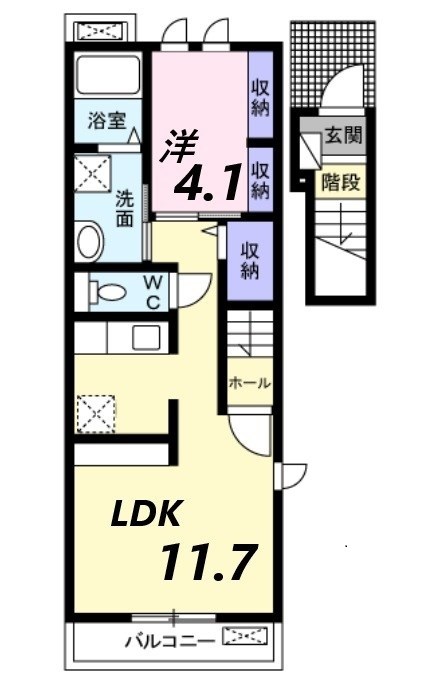 姫路市飾磨区蓼野町のアパートの間取り