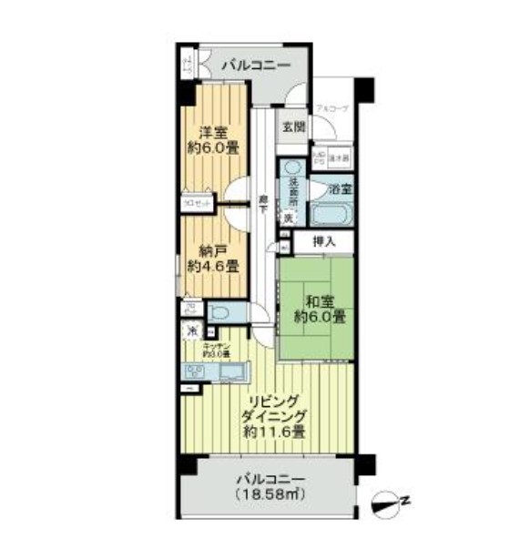 仙台市泉区友愛町のマンションの間取り