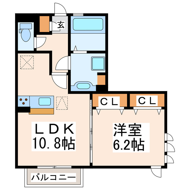 熊本市中央区春竹町大字春竹のアパートの間取り