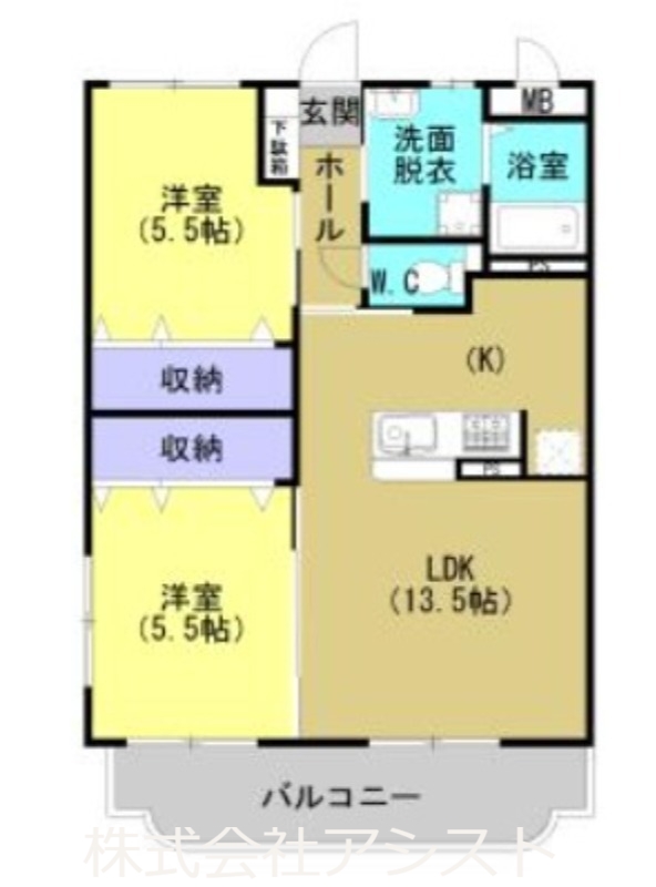 飯塚市川津のマンションの間取り