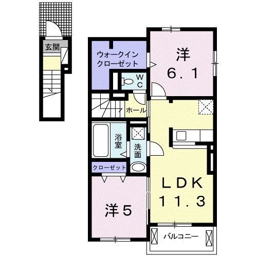 柏原市大正のアパートの間取り