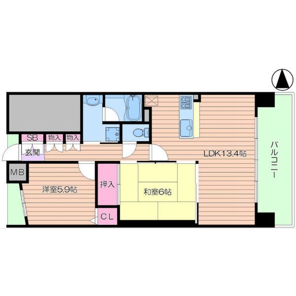 東大阪市鴻池町のマンションの間取り