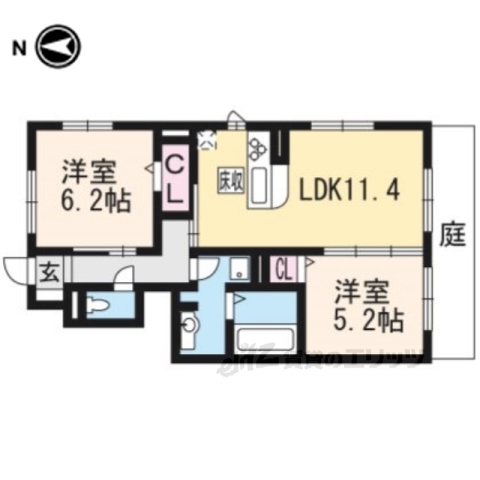 城陽市枇杷庄のアパートの間取り