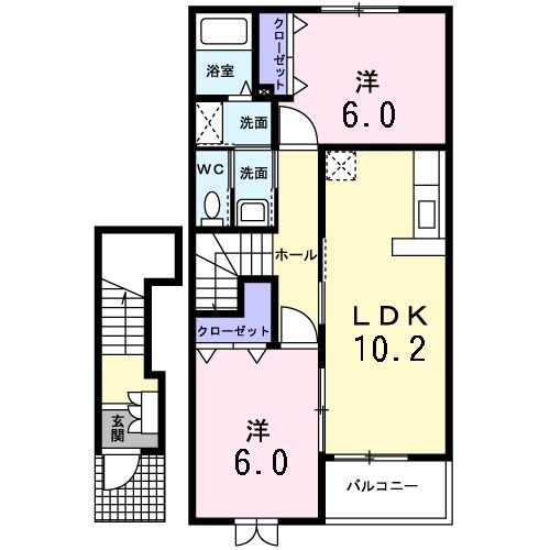 吉川市中央のアパートの間取り