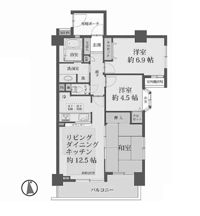 北区浮間のマンションの間取り