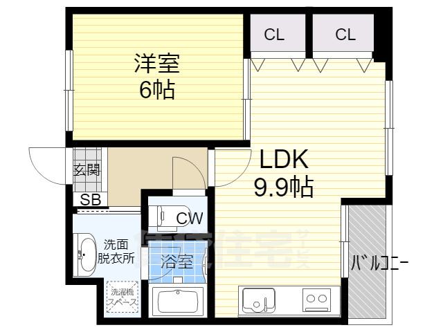 京都市右京区西院三蔵町のマンションの間取り