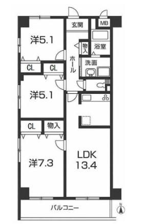 神崎郡福崎町西田原のマンションの間取り